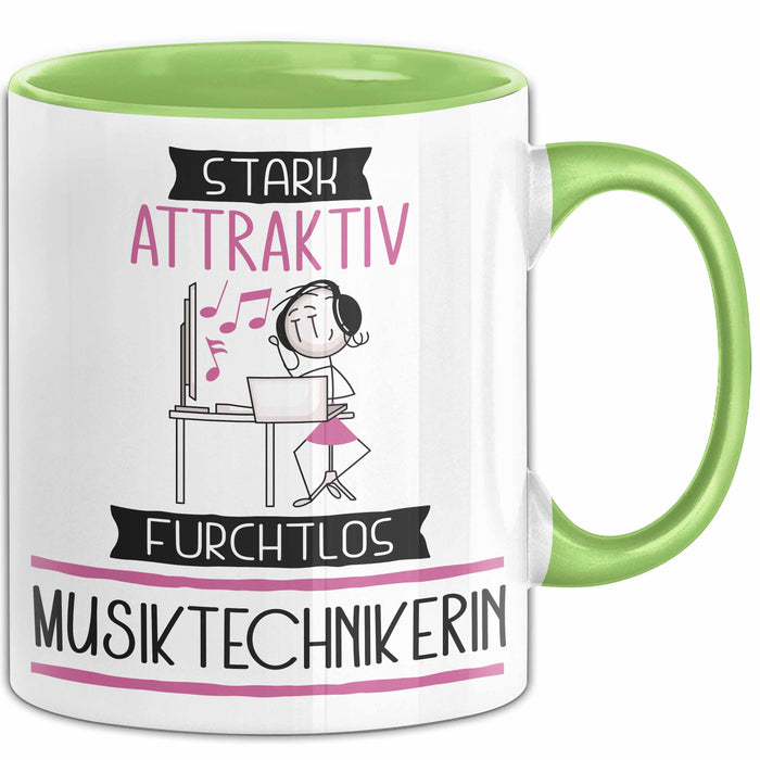 Musiktechnikerin Tasse Geschenk Becher Stark Attraktiv Furchtlos Musiktechnikerin Lustige Geschenkidee Grün Trendation