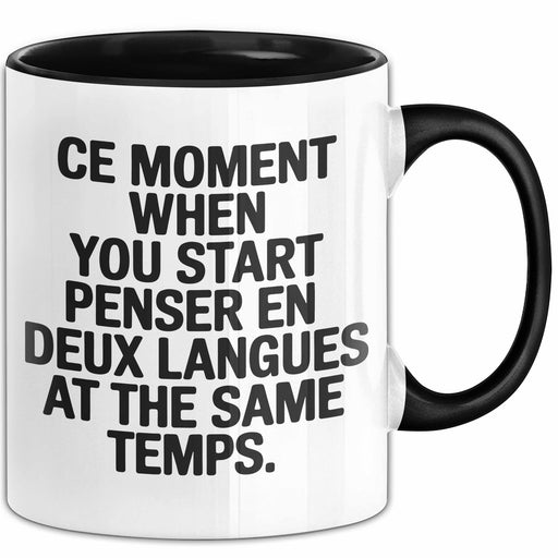 Französischlehrer Unterricht Tasse Geschenk Lustige Geschenkidee Spruch Penser En Deux Langues At The Same Temps Trendation