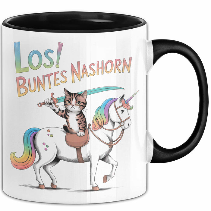 Sarkastische Katze Pferd Tasse Geschenk Buntes Nashorn Trendation