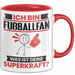Fußballfan Tasse Geschenk für Fußballfan Geburtstag Lustiger Spruch Kaffee-Becher Was Ist Deine Superkraft Rot Trendation
