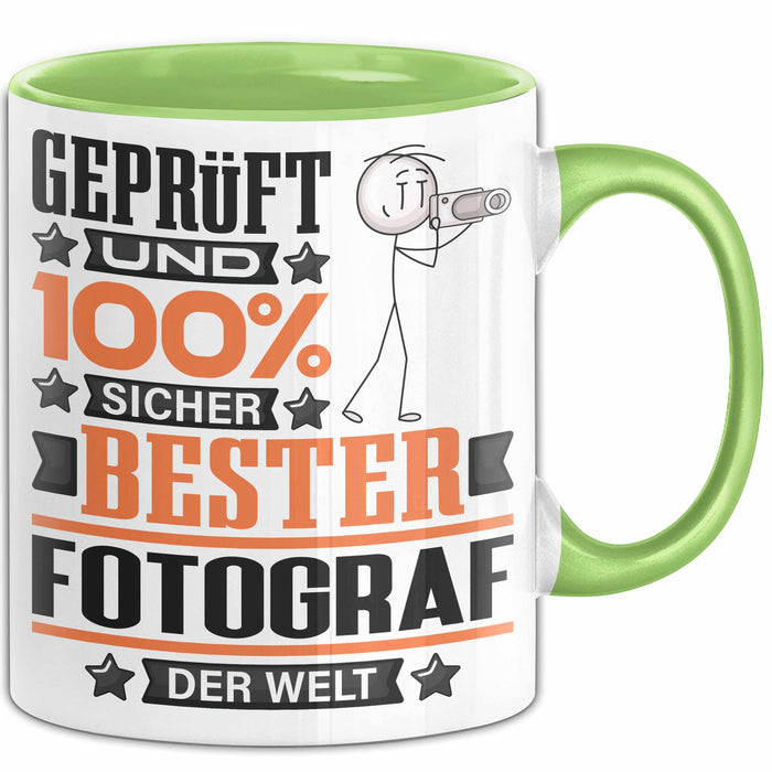 Fotograf Geschenk Lustiger Spruch für Fotograf Geschenkidee Bester Fotograf Der Welt Grün Trendation