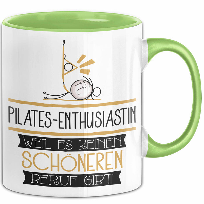 Pilates-Enthusiastin Weil Es Keinen Schöneren Beruf Gibt Tasse Geschenk für Eine Pilates-Enthusiastin Lustig Grün Trendation