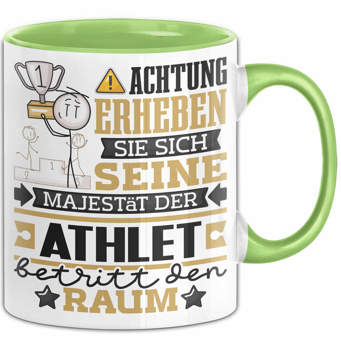 Athlet Geschenk Tasse Lustiger Spruch Erheben Sie Sich Der Athlet Betritt den Raum Grün Trendation