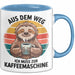 Faultier Kaffee Liebhaber Tasse Geschenk Lustige Geschenkidee Spruch Aus Dem Weg Ich Muss Zur Kaffeemaschine Blau Trendation