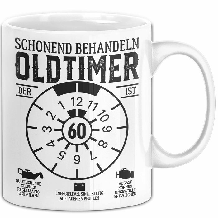 60. Geburtstag Tasse Oldtimer Schonend Behandeln Geschenkidee Männer Frauen Lustiger Spruch 60er Geburtstag Geschenk Weiß Trendation