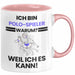 Polo-Spieler Geschenk Tasse Lustiger Spruch Ich Bin Polo-Spieler Warum Weil Ich Es Kann Geschenkidee Bester Polo-Spieler Geburtstag Kaffee-Becher Rosa Trendation