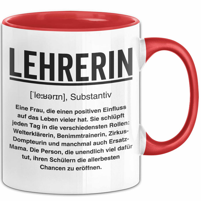 Unterricht Lehrer Wertschätzung Tasse Geschenk Lustige Geschenkidee Spruch Lehrerin Rot Trendation