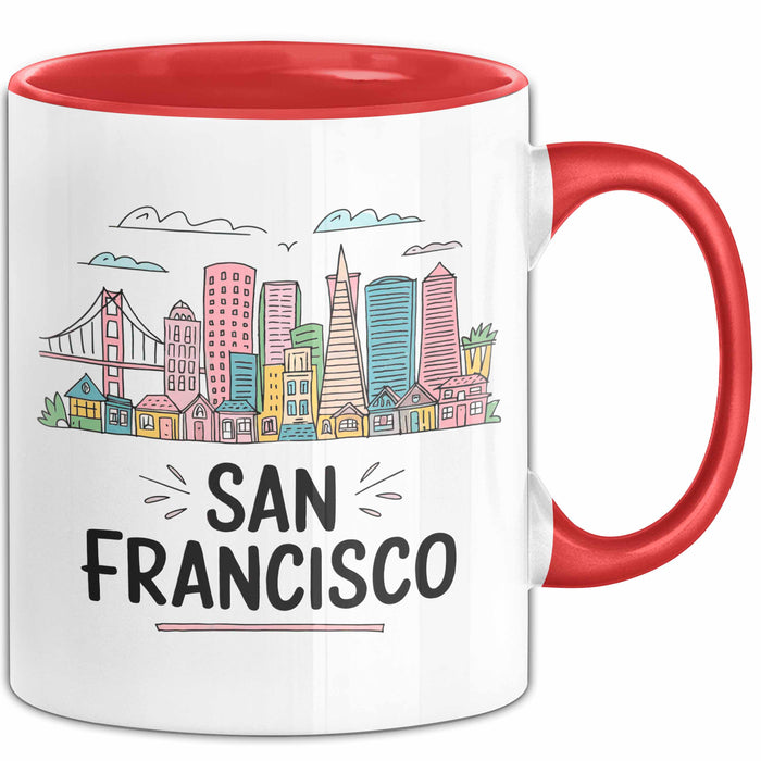 Francisco Kalifornien USA Tasse Geschenk Lustige Geschenkidee Spruch Rot Trendation