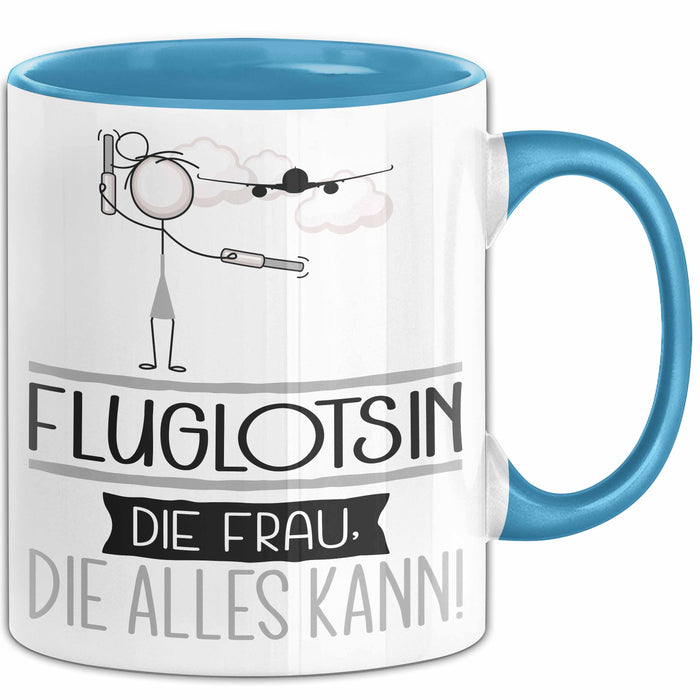 Fluglotsin Geschenk Tasse Becher Die Frau Die Allen Kann Geschenkidee für eine Fluglotsin Lustig Blau Trendation