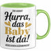 Baby Geburt Neue Eltern Tasse Geschenk Lustige Geschenkidee Spruch Das Baby Ist Da Grün Trendation