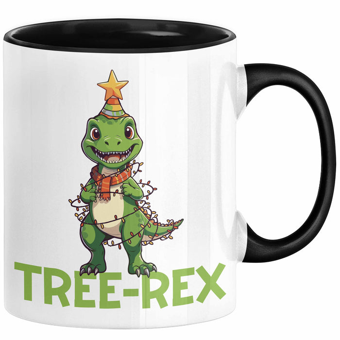 Tree-Rex Dinosaurier Tasse Weihnachten Geschenk Jungs Jungen Weihnachtsbaum T-Rex Schwarz Trendation