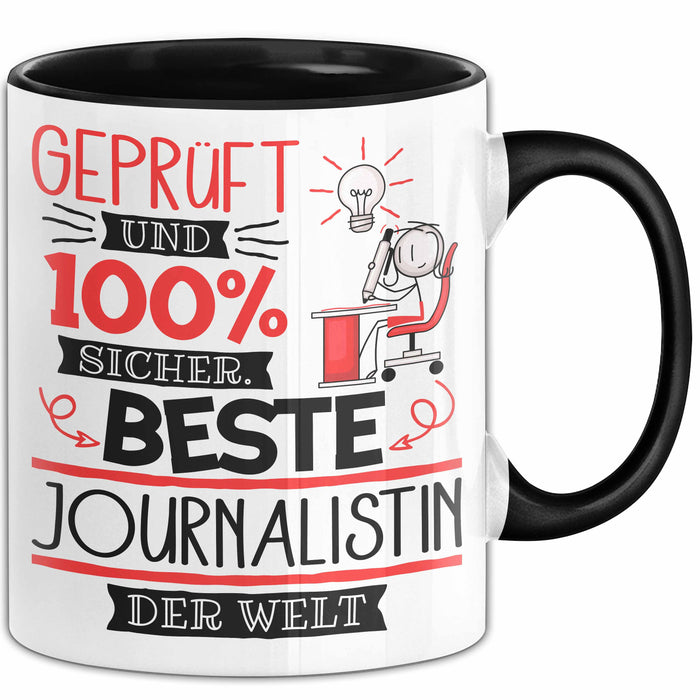 Beste Journalistin Der Welt Tasse Geschenk für Eine Journalistin Geprüft Und Sicher Geschenkidee Geburtstag Weihnachten Trendation