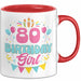 80. Geburtstag Tasse Frauen Mädchen Geschenkidee Lustig 80 Birthday Girl Lustiger Spruch Mutter Mama Oma Rot Trendation