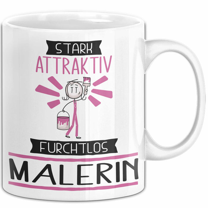 Malerin Tasse Geschenk Becher Stark Attraktiv Furchtlos Malerin Lustige Geschenkidee Weiß Trendation