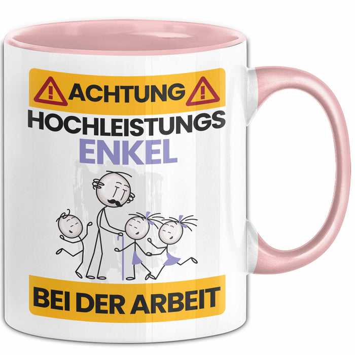 Enkel Tasse Geschenk Lustiger Spruch Geschenkidee für Enkel Achtung Hochleistungs Enkel Bei Der Arbeit Rosa Trendation