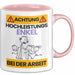 Enkel Tasse Geschenk Lustiger Spruch Geschenkidee für Enkel Achtung Hochleistungs Enkel Bei Der Arbeit Rosa Trendation