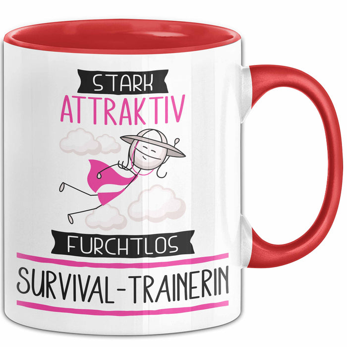 Survival-Trainerin Tasse Geschenk Becher Stark Attraktiv Furchtlos Survival-Trainerin Lustige Geschenkidee Rot Trendation
