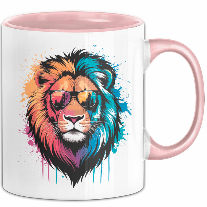 Löwe Mit Sonnenbrille Tasse Geschenk Lustige Geschenkidee Spruch Rosa Trendation