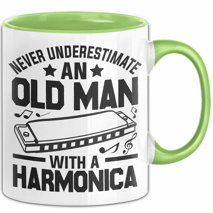 Mundharmonika Tasse Geschenk Vintage Retro Mundharmonika Spieler Geschenk Grün Trendation