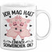 Schweine-Liebhaber Tasse Geschenk Ich Mag Halt Einfach Schweinchen Ok Weiß Trendation