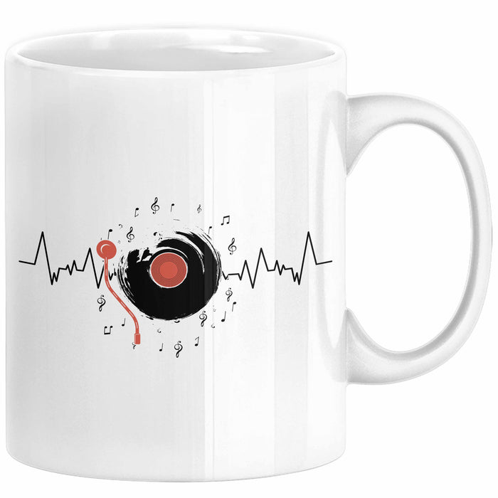 Schallplatte Geschenk Vinyl Herzschlag Vintage Retro Musik DJ Geschenk Kaffee-Becher Weiß Trendation