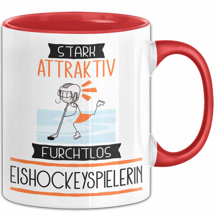 Eishockeyspielerin Tasse Geschenk Becher Stark Attraktiv Furchtlos Eishockeyspielerin Lustige Geschenkidee Rot Trendation