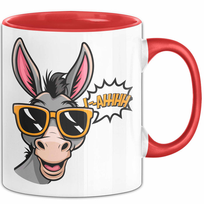 Esel Sonnenbrille Tasse Geschenk Lustige Geschenkidee Spruch Rot Trendation