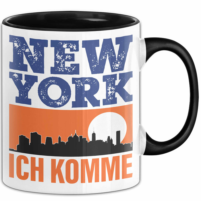 New York Tasse Geschenk Horizont Ich Komme Spruch Geschenkidee Schwarz Trendation