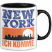 New York Tasse Geschenk Horizont Ich Komme Spruch Geschenkidee Schwarz Trendation