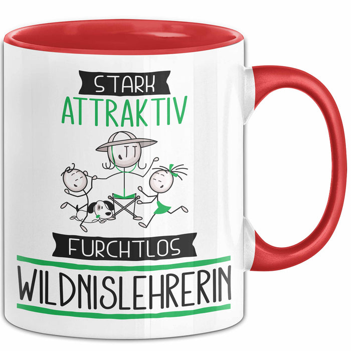 Wildnislehrerin Tasse Geschenk Becher Stark Attraktiv Furchtlos Wildnislehrerin Lustige Geschenkidee Rot Trendation