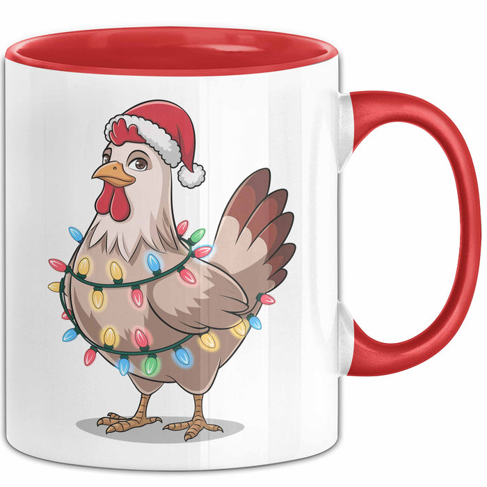 Huhn Weihnachtsfeier Tasse Geschenk Lustige Geschenkidee Spruch Rot Trendation