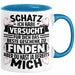 Valentinstag Tasse Geschenk für Ihn Sie Männer Für Paare Freundin Geschenkidee Kaffee-Becher Liebe Schatz Ich Hab Versucht Für Dich Das Geschenk Zu Finden Aber Du Hast Ja Bereits Mich Blau Trendation