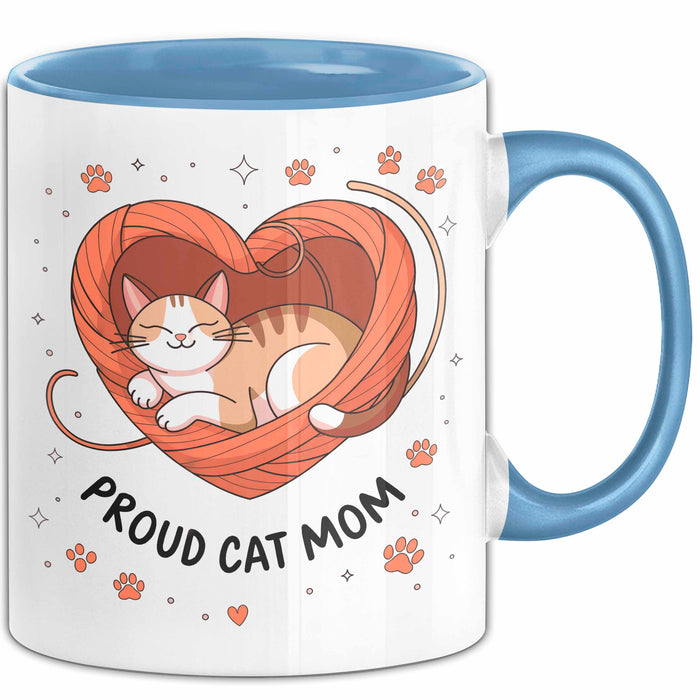 Katzen Mama Tasse Geschenk Lustige Geschenkidee Spruch Für Katzen Eltern Blau Trendation