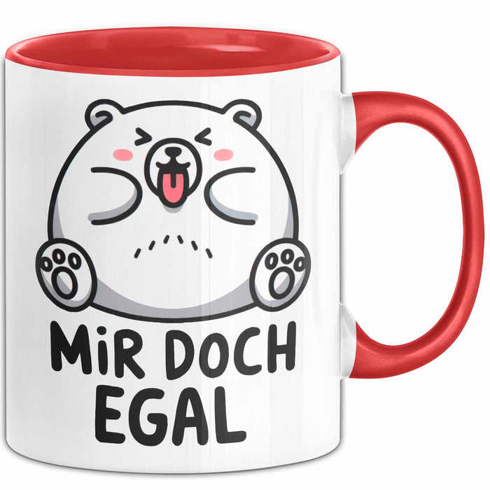 Sarkastischer Bär Tasse Geschenk Lustige Geschenkidee Spruch Mir Doch Egal Rot Trendation