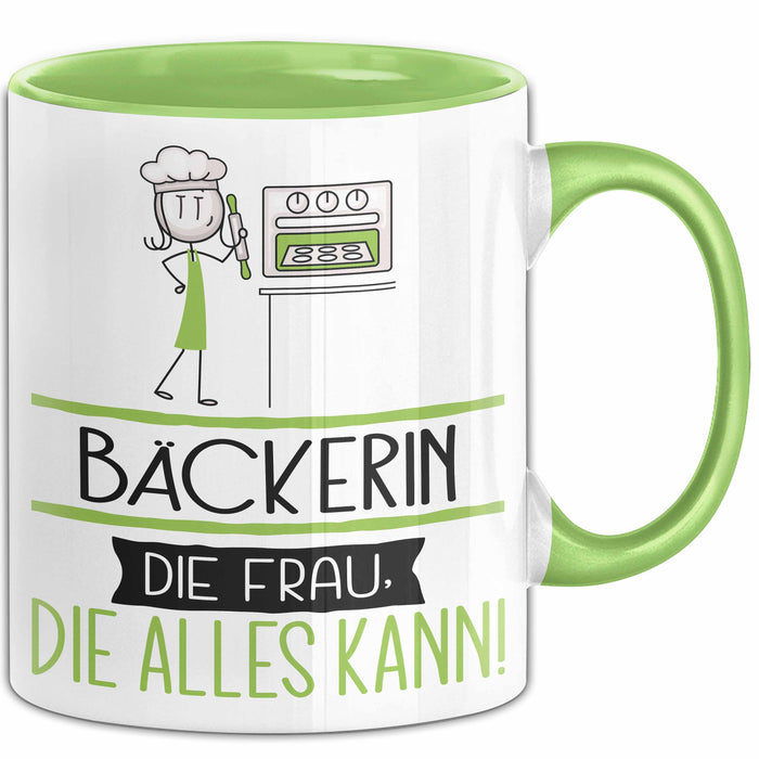 Bäckerin Geschenk Tasse Becher Die Frau Die Allen Kann Geschenkidee für eine Bäckerin Lustig Grün Trendation