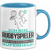 Rugbyspieler Geschenk Tasse Ich Bin Rugbyspieler Aber Sag Doch Einfach Superheld Lustige Geschenkdiee für Rugbyspieler Kaffee-Becher Blau Trendation