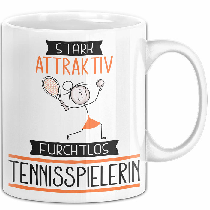 Tennisspielerin Tasse Geschenk Becher Stark Attraktiv Furchtlos Tennisspielerin Lustige Geschenkidee Weiß Trendation