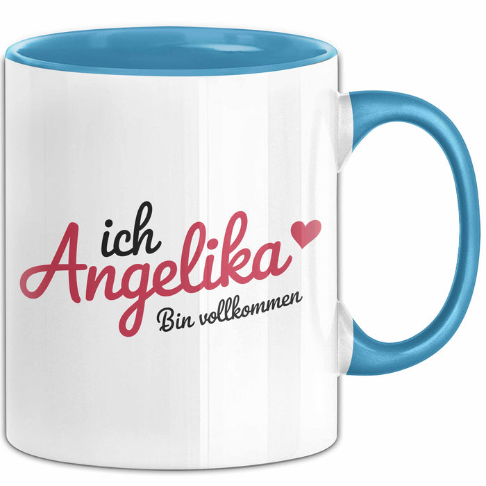 Angelika Tasse Geschenk Ich Bin Vollkommen Angelika Geschenkidee Geburtstag Blau Trendation