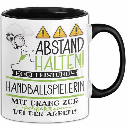 Handballspielerin Tasse Geschenk Lustig Abstand Halten Hochleistungs-Handballspielerin Mit Drang Zur Perfektion Bei Der Arbeit Trendation