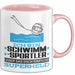 Schwimmsportler Geschenk Tasse Ich Bin Schwimmsportler Aber Sag Doch Einfach Superheld Lustige Geschenkdiee für Schwimmsportler Kaffee-Becher Rosa Trendation
