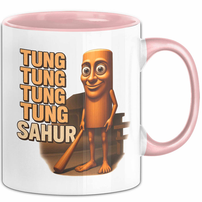 Tung Tung Tung Tung Sahur Tasse Meme Italienisch Geschenk Lustig Becher Rosa Trendation