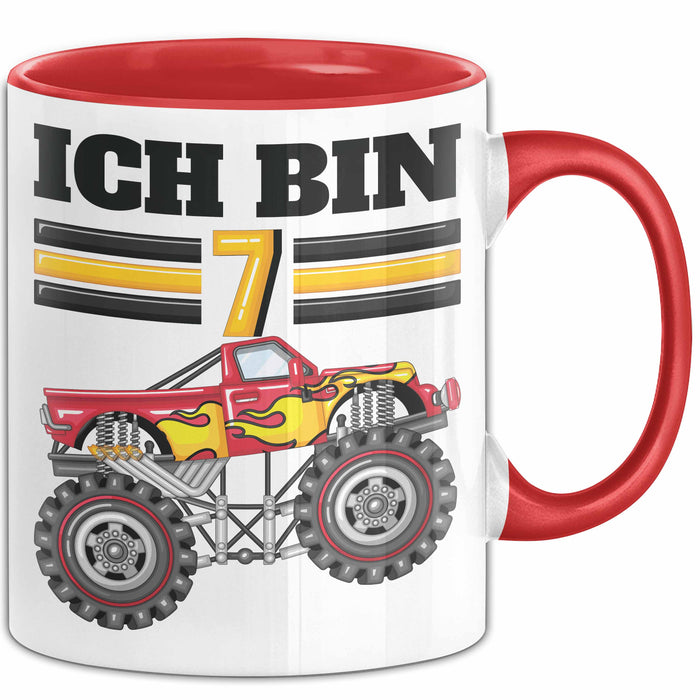 7. Geburtstag Geschenk Tasse Becher Jungs Trucks Geburtstagsgeschenk Ich Bin 7 Rot Trendation