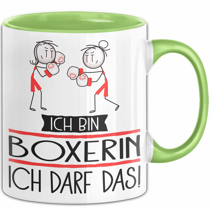 Geschenk für Boxerin Tasse Lustige Geschenkidee Geburtstag Ich Bin Boxerin Ich Darf Das Grün Trendation