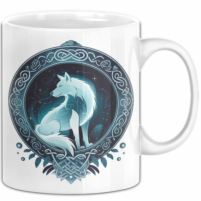 Wolf Tasse Geschenkidee Wikinger Fenriswolf Weiß Trendation