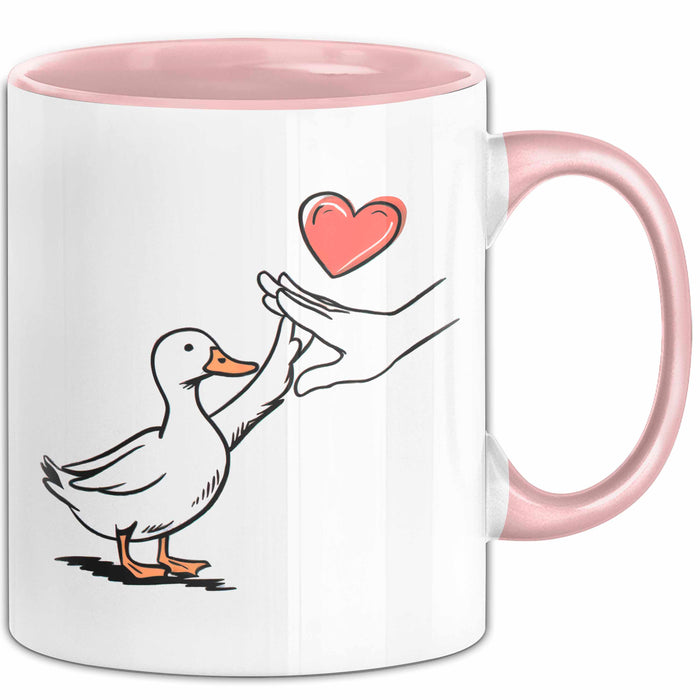 Ente Tier Liebe Herz Tasse Geschenk Lustige Geschenkidee Spruch Rosa Trendation