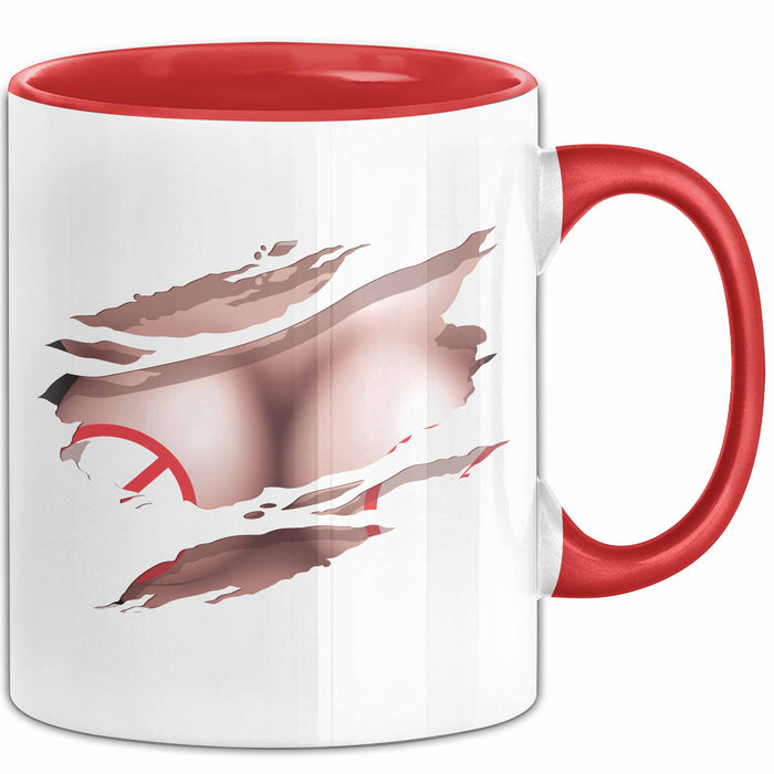 FSK18+ Tasse Geschenk Brüste Grafik Lustiger Spruch Humor Geschenkidee Rot Trendation