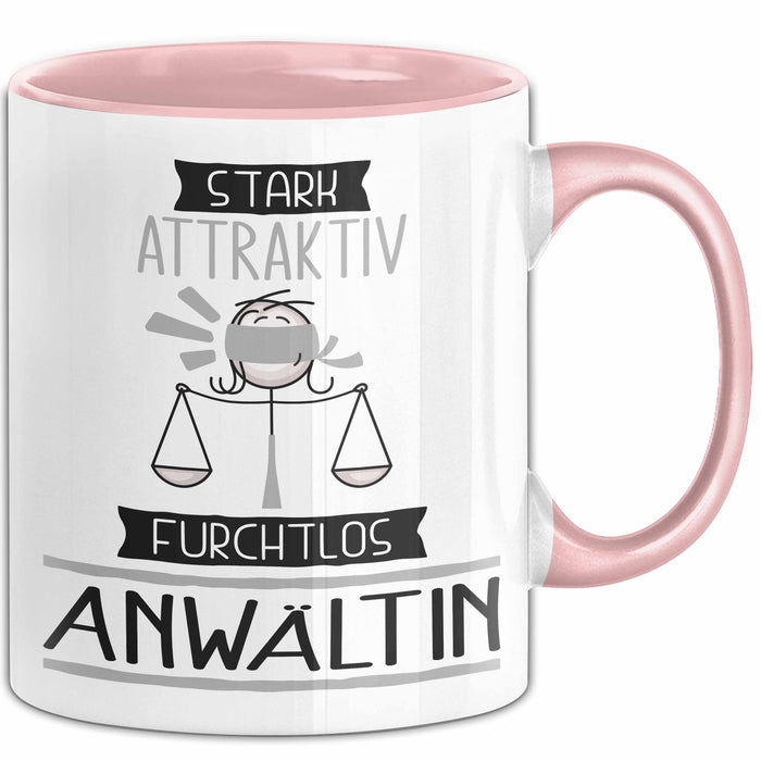 Anwältin Tasse Geschenk Becher Stark Attraktiv Furchtlos Anwältin Lustige Geschenkidee Rosa Trendation