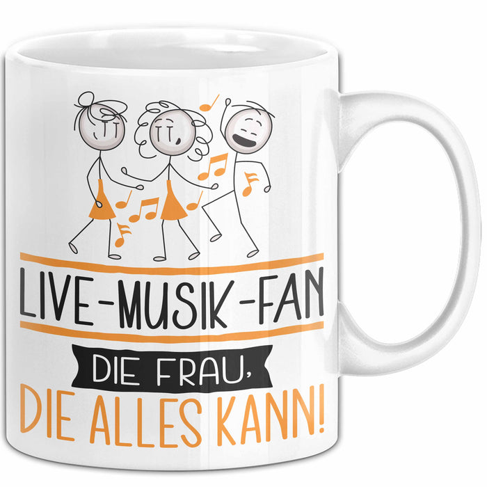 Live-Musik-Fan Geschenk Tasse Becher Die Frau Die Allen Kann Geschenkidee für eine Live-Musik-Fan Lustig Weiß Trendation