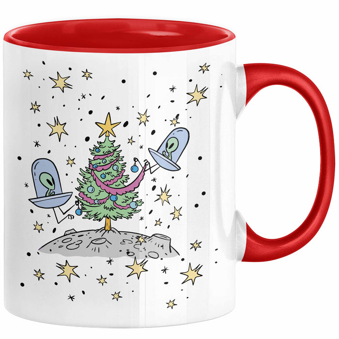 Weihnachten Tasse Geschenk Alien Weihnachtsbaum Geschenkidee Alien-Fans Geschenke Jungs Männer Grafik Rot Trendation