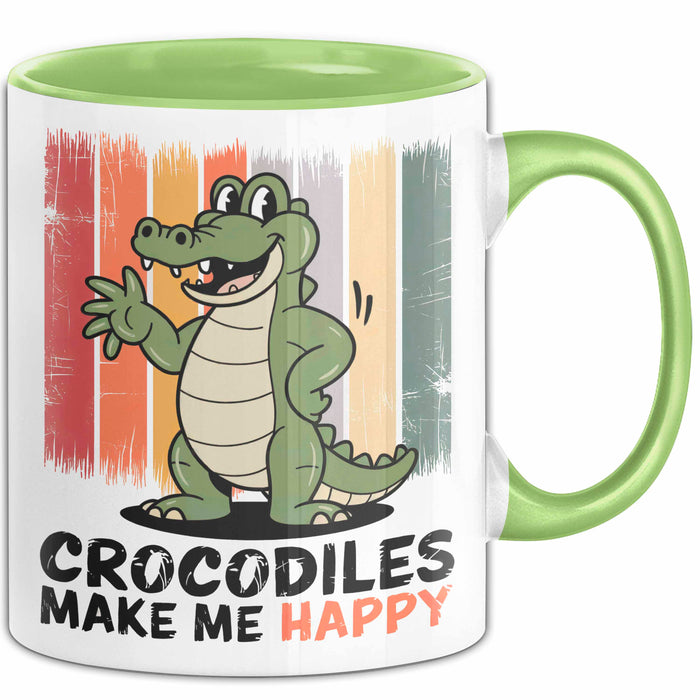 Krokodil Tier Tasse Geschenk Lustige Geschenkidee Spruch Krokodile Machen Mich Glücklich Grün Trendation